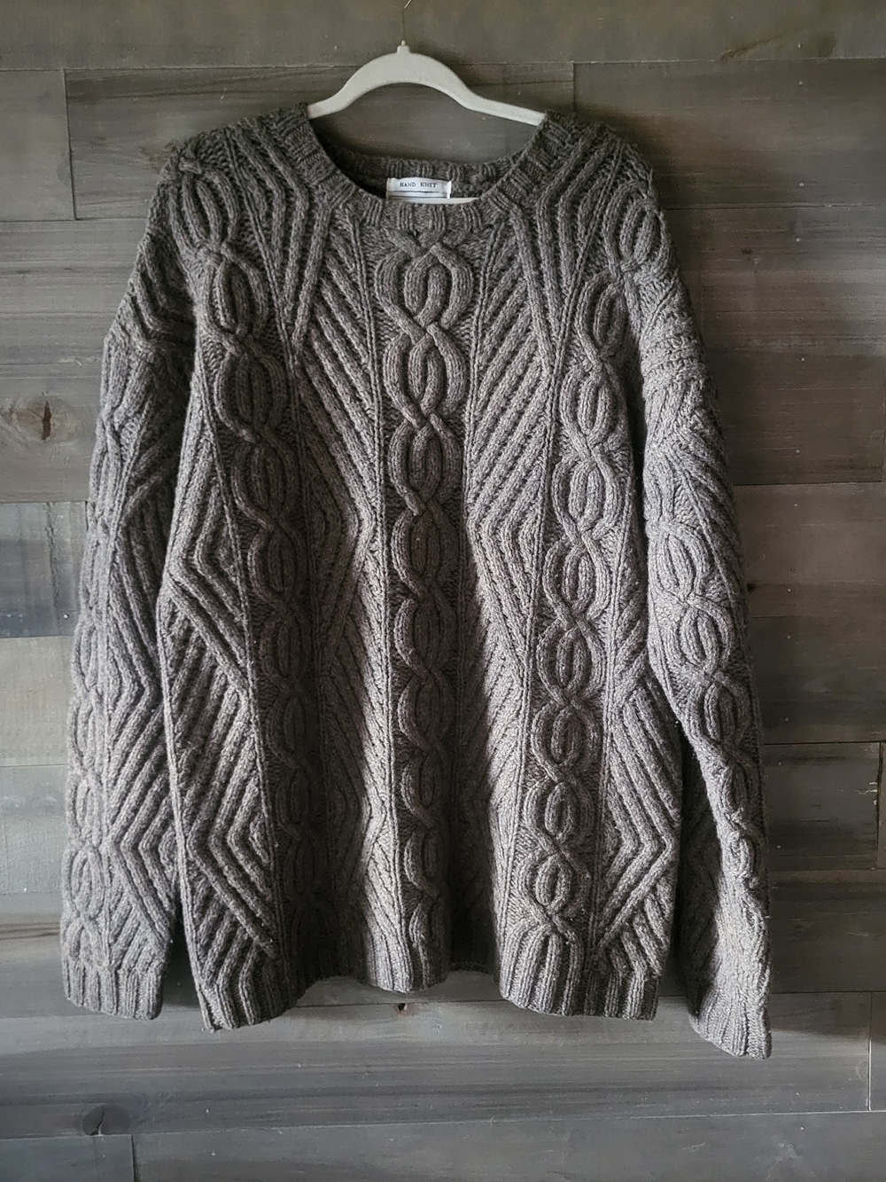 Vintage Wool Sweater Hand Knit Ivy League Style Classic Crewneck Size L